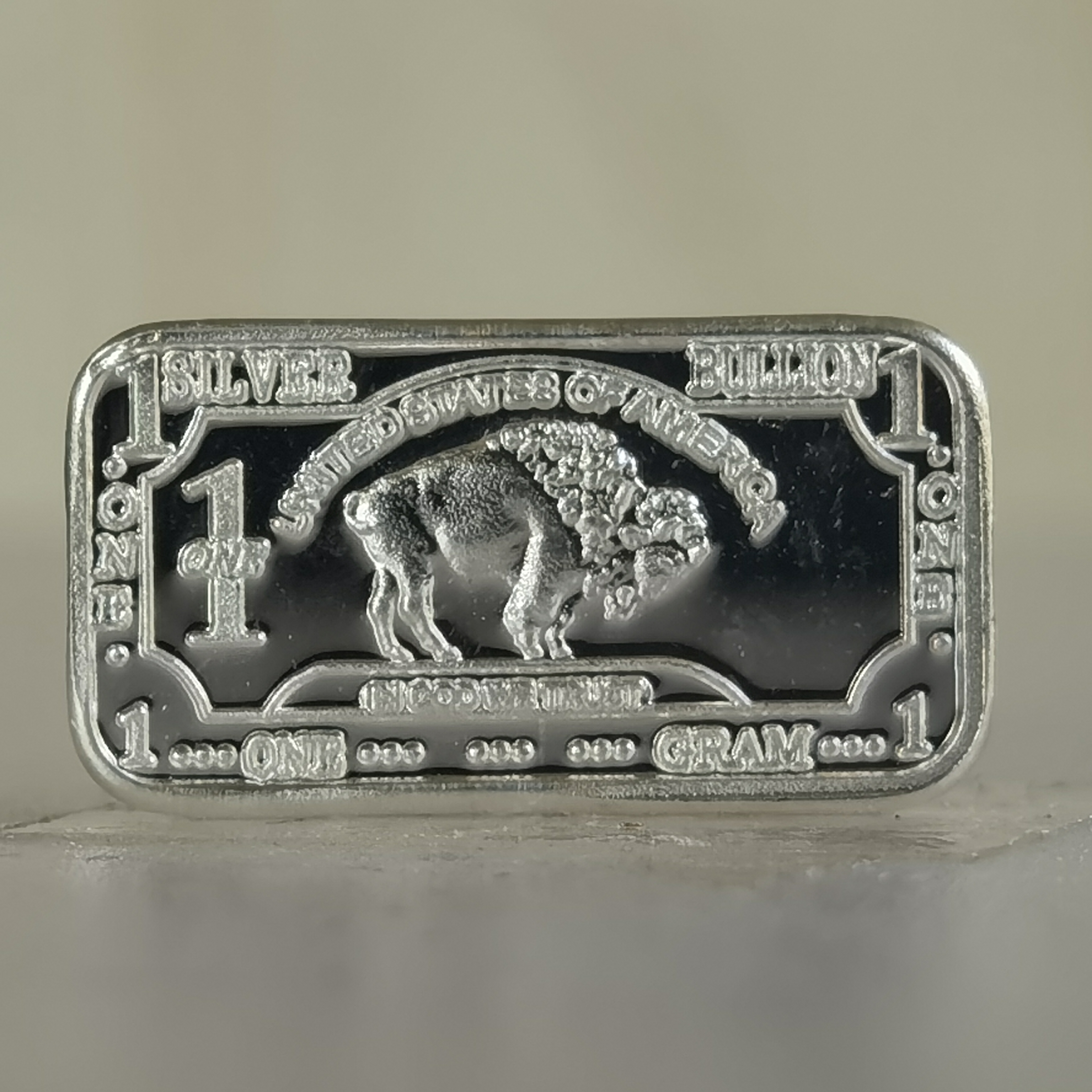 1 Gram 999 Fine Silver Buffalo Bar